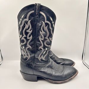 Tony Lama Bonham Ostrich Round Toe Cowboy Mens 11D Black Boots CT871